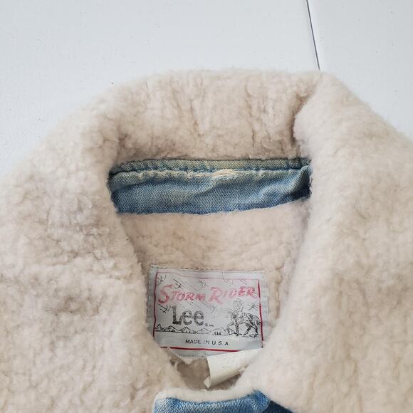 Vintage Lee Storm Rider Jacket Mens Large Sherpa Lined Workwear Thrashed 80s - Picture 8 of 14